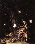 SCHRIECK, Otto Marseus van Reptiles,Butterflies,and Plants at the Base of a Tree